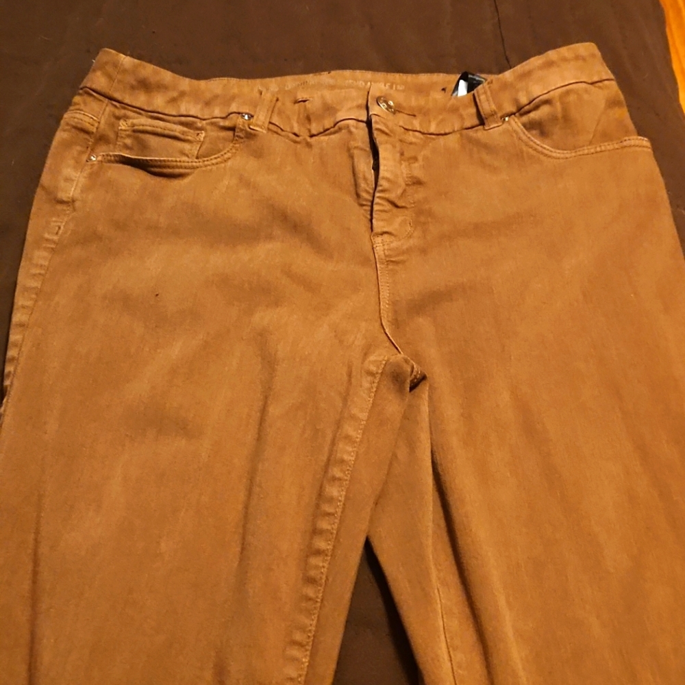 Chicos Rust Colored Stretch Ankle Jeans Size 1.5